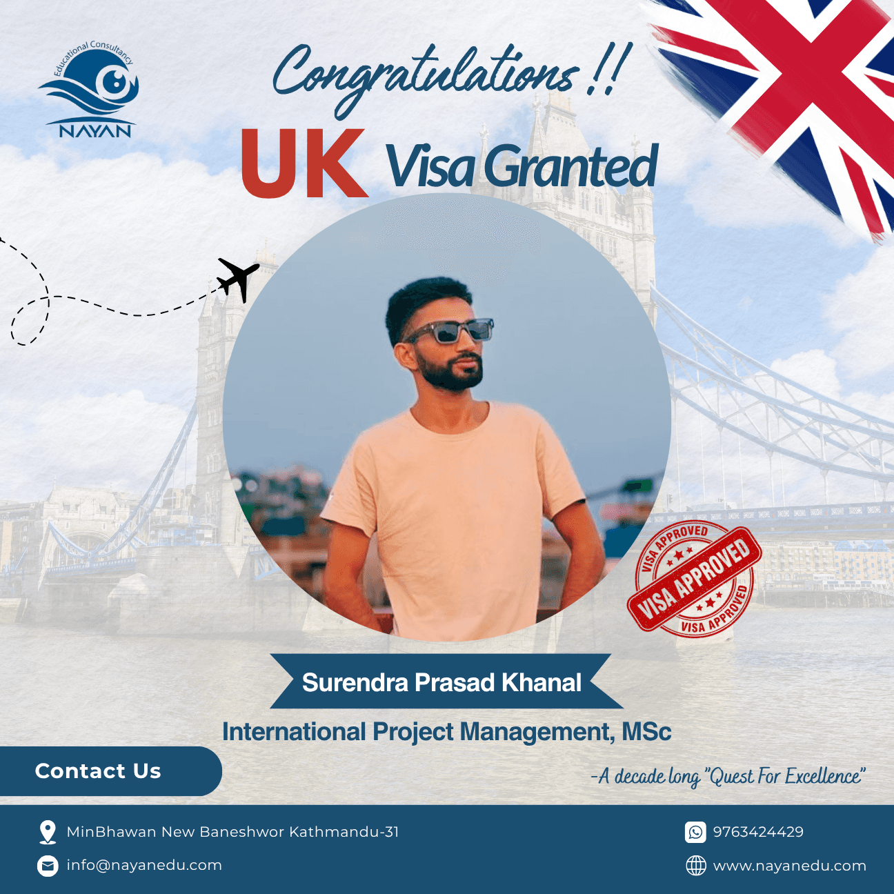 Visa approval — Surendra Prasad Khanal - MSc. International Project Management
